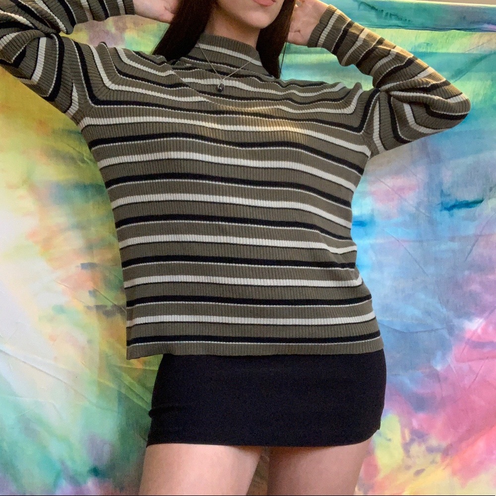 Striped Mock Turtleneck